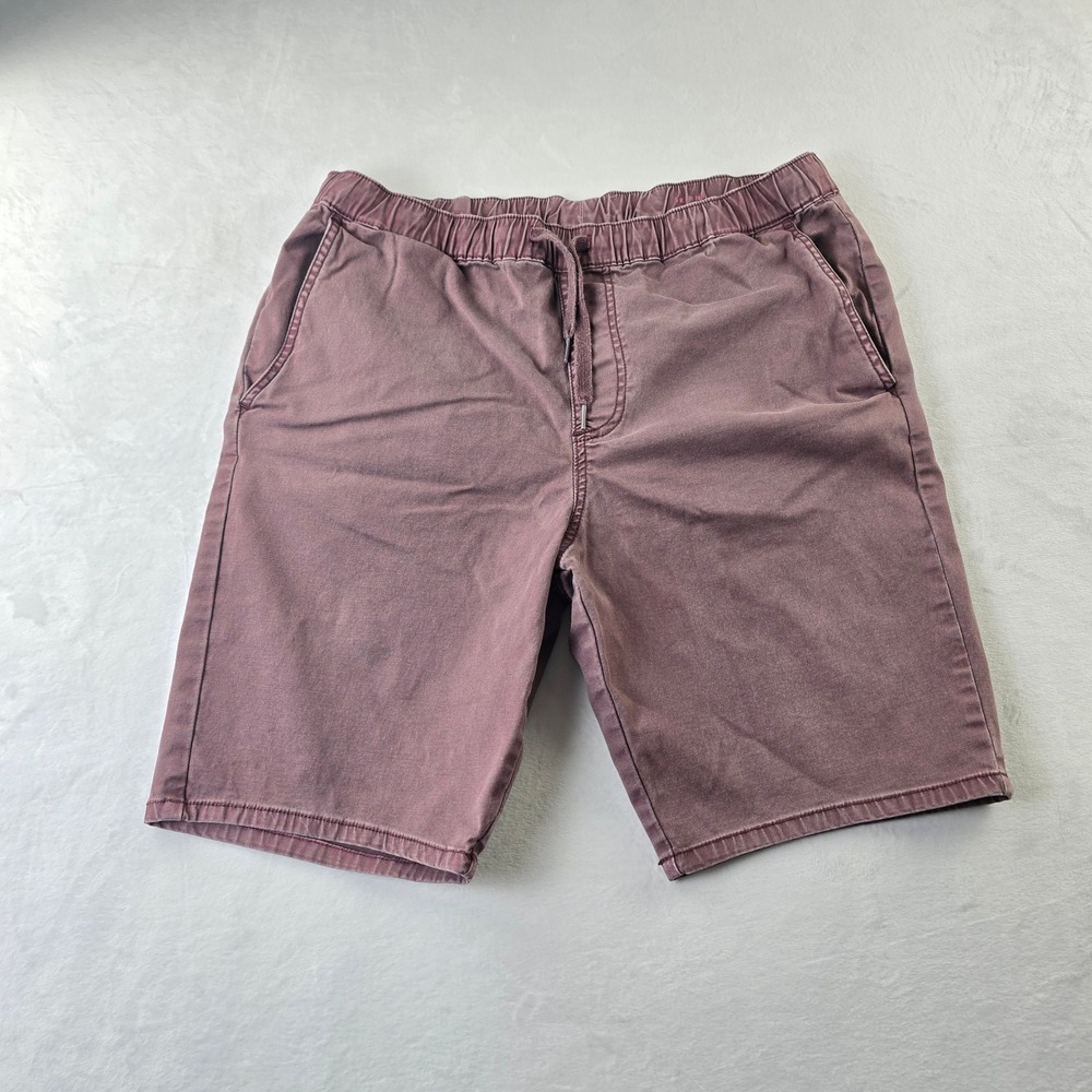 Bullhead Denim Co Mens Skinny Jogger Shorts Faded Maroon Purple Size Medium
